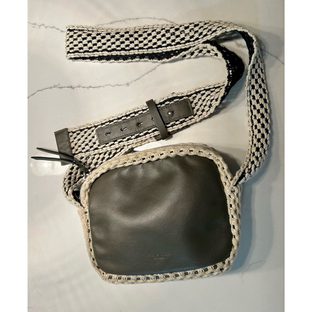 Rag and Bone Olive Green Crochet and Leather Crossbody Bag